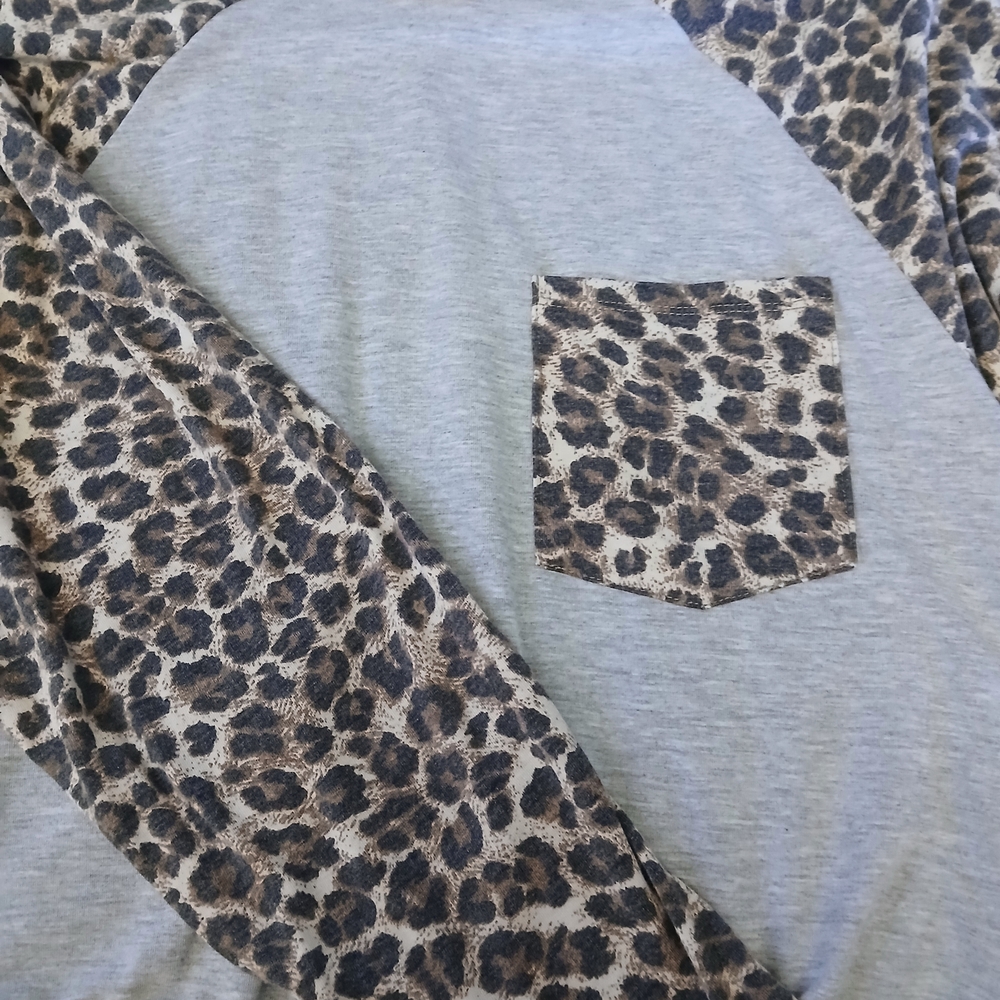 Gray Leopard Print Top